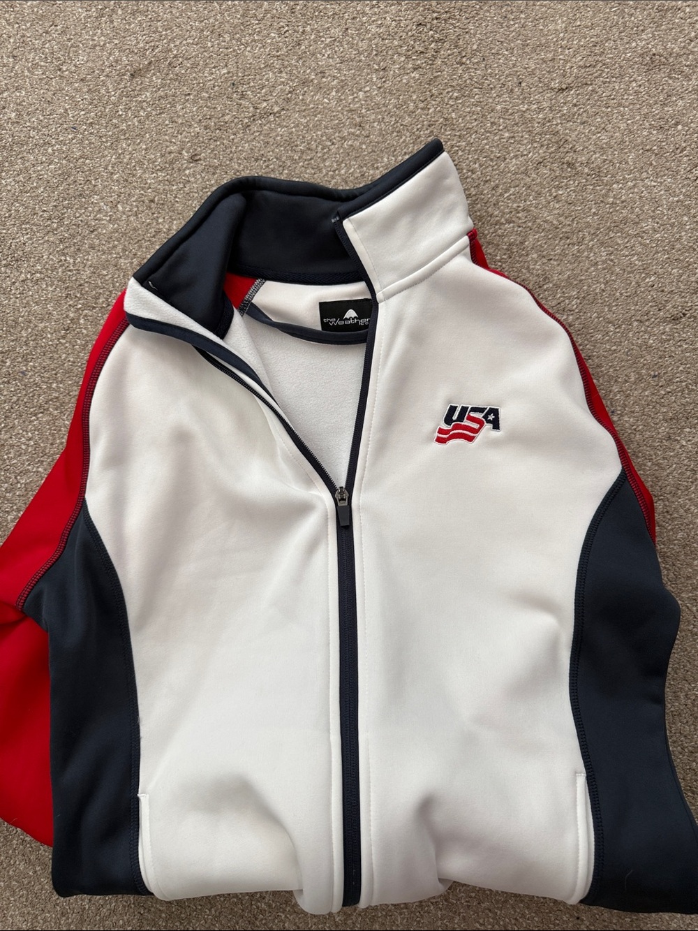 White, Navy & Red USA Athletic Zip-Up Jacket